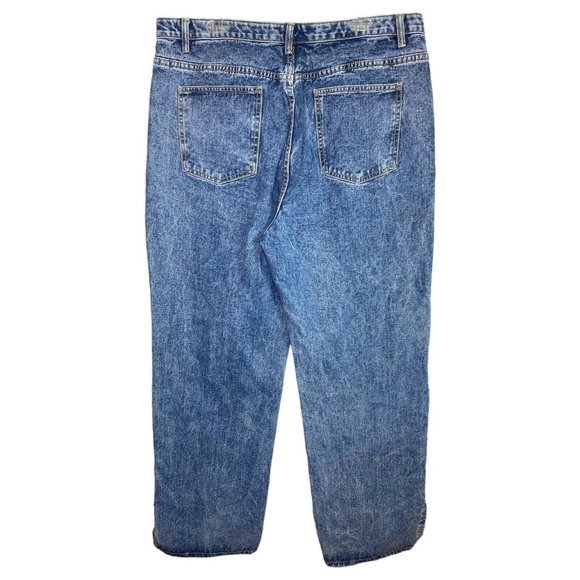 Pretty Little Thing Plus Vintage‎ Wash Split Hem Jeans Sz 16 90’s Grunge Denim - Picture 2 of 7